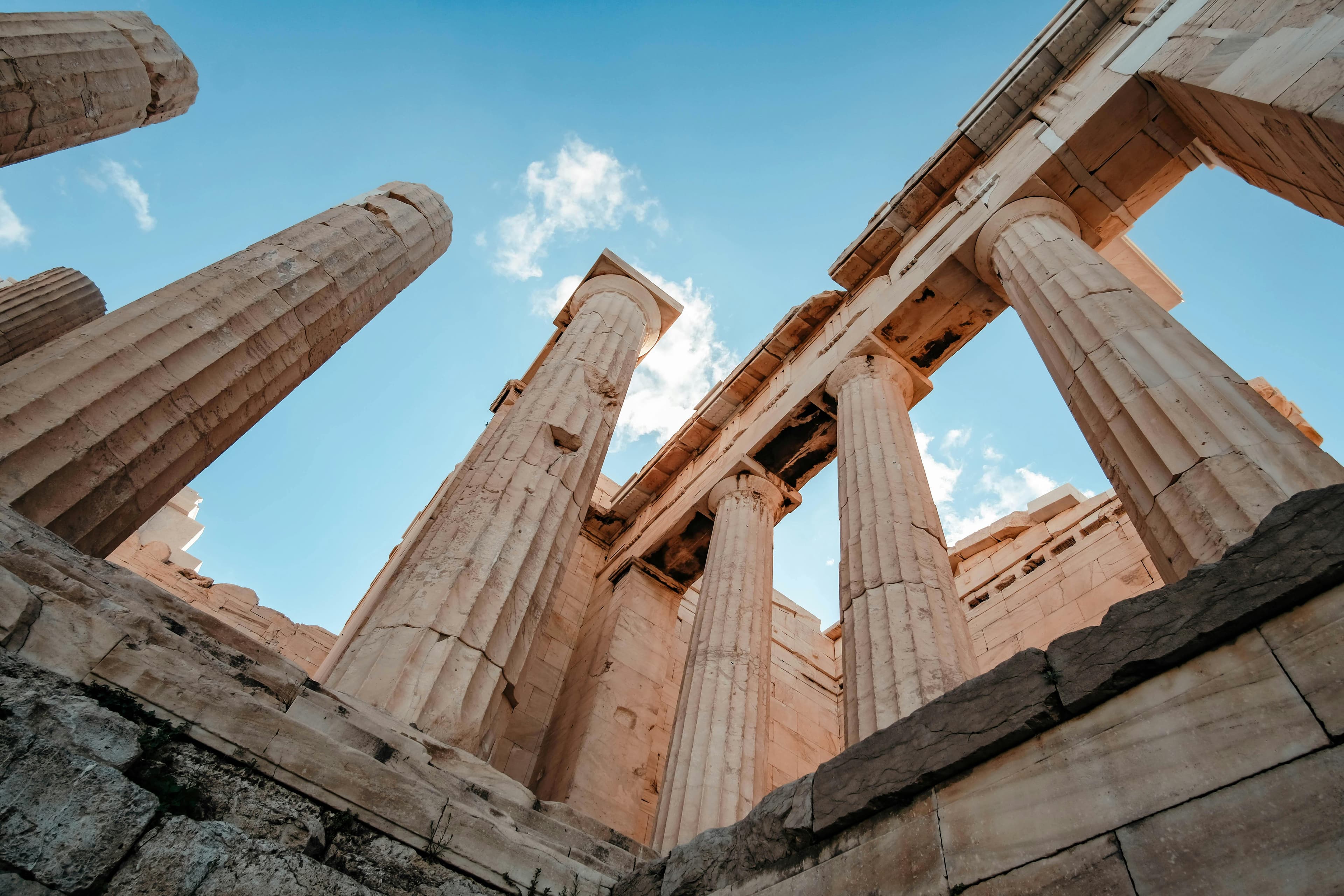 Mediterranean columns at golden hour